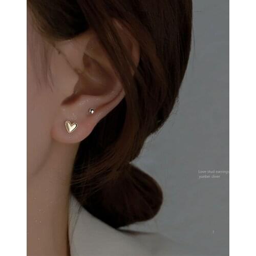 S925 Mini Love Earrings New Trendy Small And Exquisite Earrings Fashion Geometric Metal Earrings Women