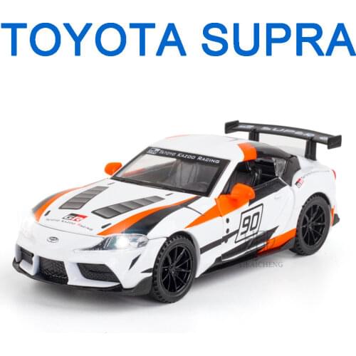 1/32 Diecast Alloy Car Model TOYOTA SUPRA GT4 Racing Car Metal Simulation Vehicles With Loght And Sound For Boy Children Gifts
