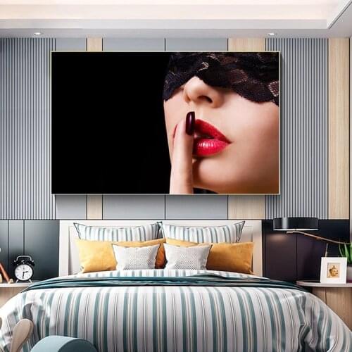 Fashion Woman Mural Print Sexy Red Lips Woman Poster Canvas Art Beauty Wall Picture Canvas Painting Modern Home Decoration