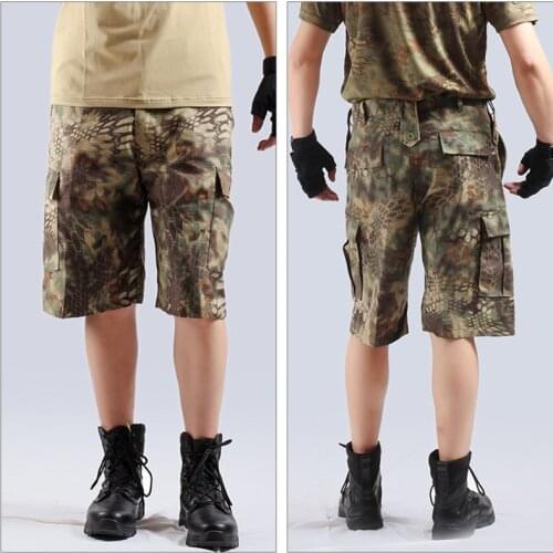 Summer mens camouflage loose cargo tactical shorts outdoor sports hunting camping climbing training knee length short trousers
