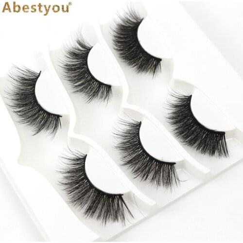 Abestyou 3pairs Pairs Natural False Eyelashes Soft Wispy Volume Dramatic Long Cross Lashes Extension Makeup Fake Hair Eyelashes