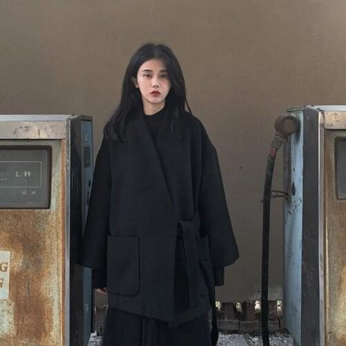 SUPERMILE*2020 New Arrival Winter Women Kimono Style Loose Long Wool Coat Elegant Slim Office Ladies Daily Japanese Style