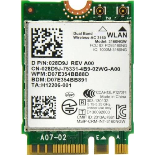 New 3160ac Dual Band 11ac 433Mbps M2 NGFF Mini PCI-E WiFi Adapter + Bluetooth BT 4.0 for Intel 3160NGW for ASUS/DELL/ACER/SONY