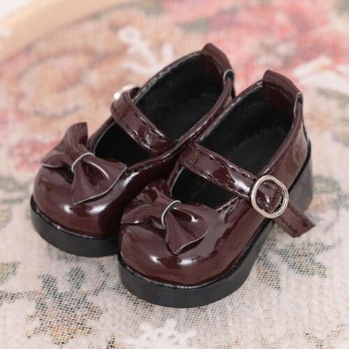 BJD doll shoes 1 / 6 bow princess shoes small leather shoes brown versatile doll shoes