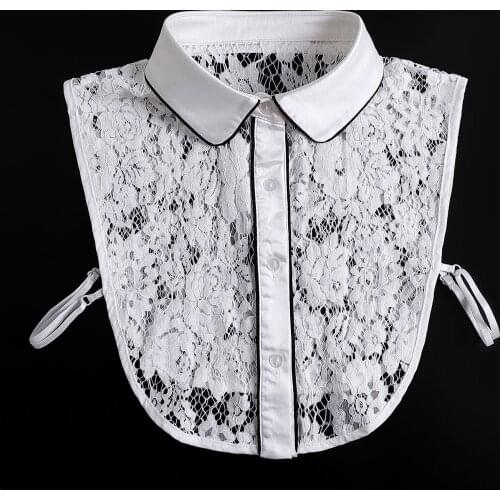 Front Tie White Fake Collar for Women Lapel Removable Shirt Detachable Collar Ladies False Blouse Collar Half Shirt Kraagje Nep