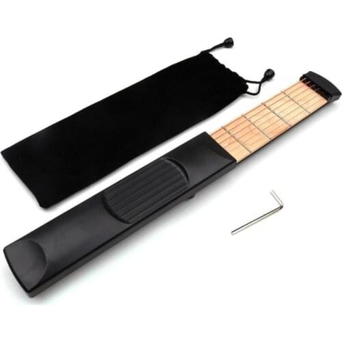 Portable Pocket 6 Fret Guitar Chord Practice Trainer Wrench Velvet Bag Suit Plastics Wood Guitar Parts Accessories