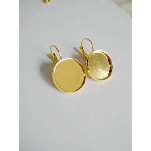 Gold Plated Color 500PCS 20mm Blank Earring Base for Cabochon Cameo Setting DIY Jewelry Making Findings CFS165