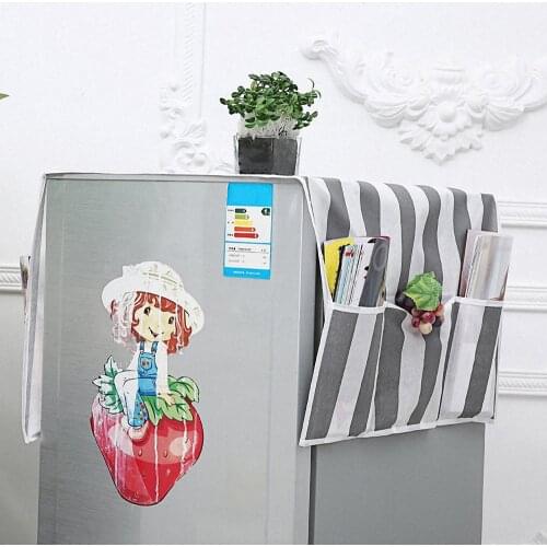 Practical Refrigerator Dust Cover with Pocket Double Sided Storage Hanging Bags Household Non-woven Cloth Microwave Oven Covers