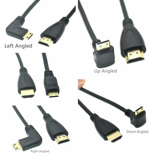 90 Degree Left Angled Type C Mini HD-to HD-CABLE 0.5m Connector For Camera 5D2 5D3 & Tablet Tf101 Surface & DV MP4 HDMI-compatib