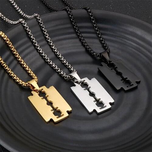 Unisexs XMAS Gifts Jewelry Stainless steel Modern blade Pendant Necklace Chain 3mm 24