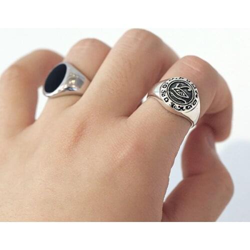 Silvology 925 Sterling Silver Eye Rings Vintage Thick Image Hieroglyphics Industrial Style Rings For Women 2019 Creative Jewelry