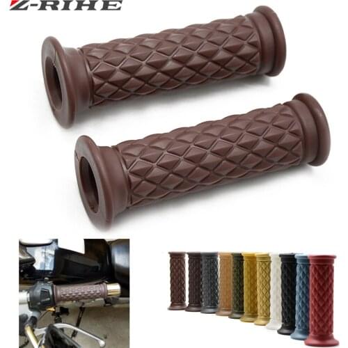 Universal 7/8'' 22MM Vintage rubber Motorcycle handle grips coffee Motorbike handlebar grips 11 Colors Available
