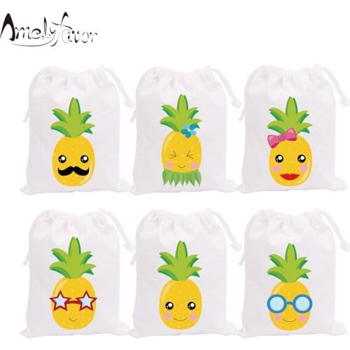 Cartoon Pineapple Theme Party Bags Candy Bags Gift Bags Fruits Decorations Baby Shower Event Birthday Party Container Supplies