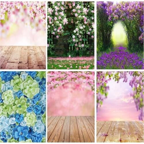 Vinyl Photography Backdrops Prop Flower Wall Wood Floor Wedding Theme Photo Studio Background 1911 CXZM-16