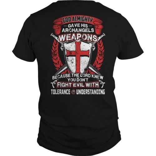 Warrior of God, Templar Knights Archangels Weapons T-Shirt. Summer Cotton O-Neck Short Sleeve Mens T Shirt New S-3XL