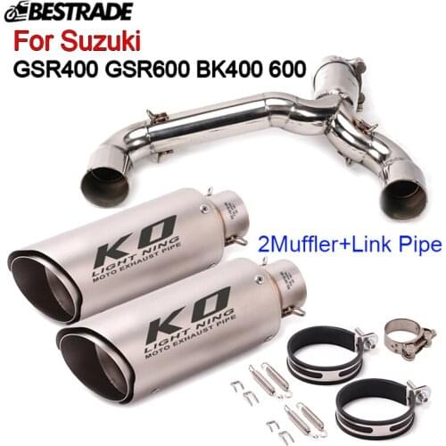 Exhaust System For Suzuki GSR400 600 BK400 600 All Year Motorcycle Exhaust Middle Connect Link Pipe Slip On 51mm Muffler Tube