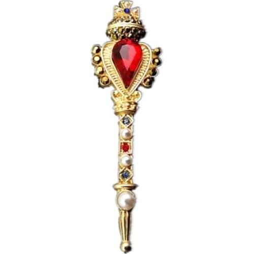High-grade desgin Women Pins Brooch Gold scepter royal Crown Cross Rhinestones Crystals Stone Vintage Style Pin Brooch Jewelry