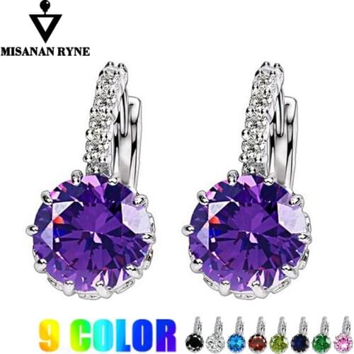 MISANANRYNE Silver-color CZ Zircon Drop Earring For Women Fashion Wedding Earrings 9 Colors Jewelry Brincos Pendientes