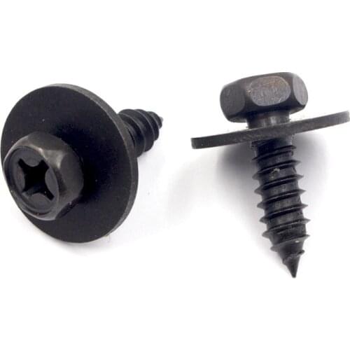 10Pcs Car Body Fender Screw Metal Self Tapping Screw Rivet Fastener Bolt Black