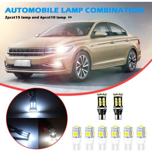 12V LED Bulb Set CANBUS T15 2835 15-SMD T10 W5W 5050 5-SMD Car Backup Light Bulb View Mirror Welcome Light Puddle Light