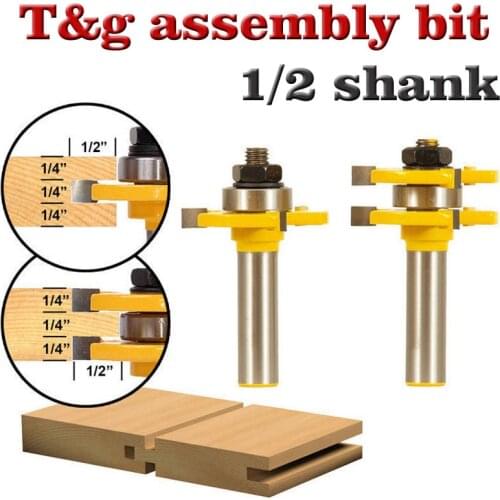 1/2" Shank Matched Tongue and Groove Router Bit- 2 pc. Set w/ Set Wood Milling Cutter flooring knife