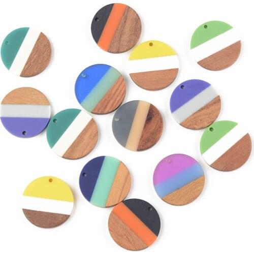 2 PCS Jewelry Making Tricolor Jewelry Accessories DIY Making Round Coin Shape Natural Wood With Resin Handmade Earring Findings