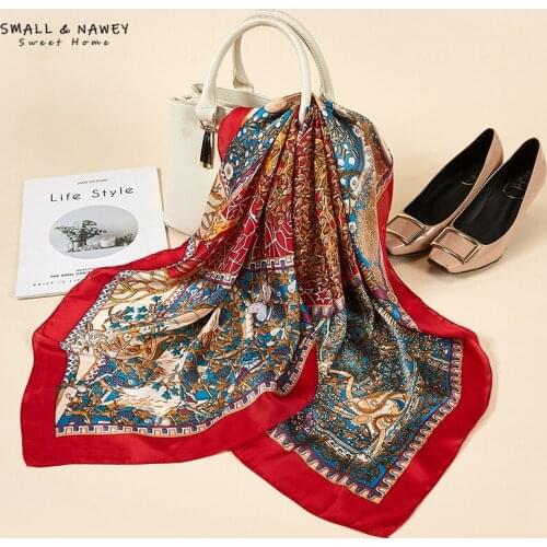 90*90CM 2020 New National Style Retro Totem Square Scarf Scarf Bohemia Printed Scarf Shawl Headscarf