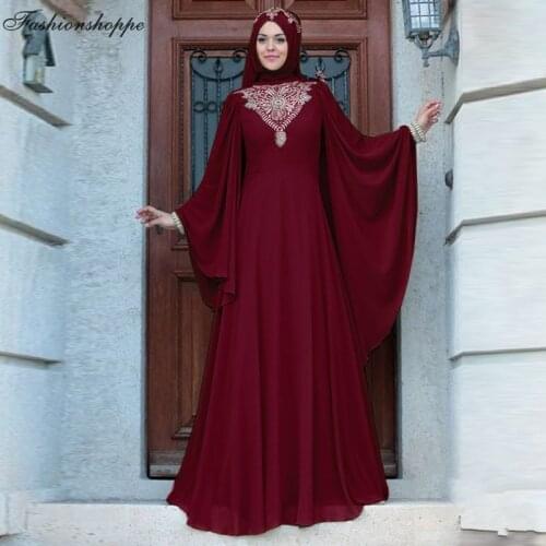 Abaya Dubai Farasha Evening Maxi Dress Muslim Women Kaftan Jilbab Arab Robe Turkish Batwing Sleeve Cocktail Party Gown Ramadan