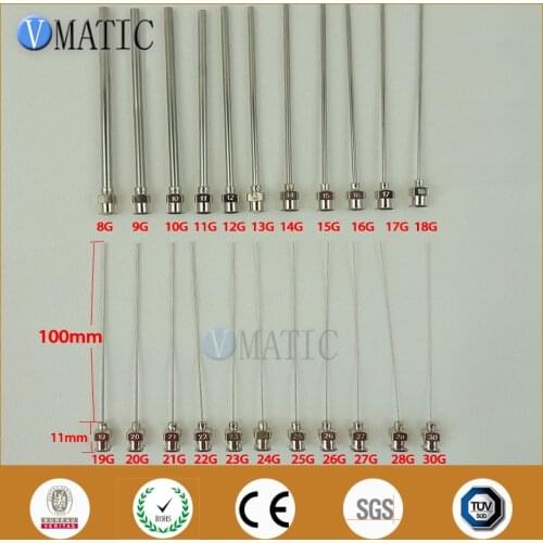 Free Shipping 10Pcs 10G-30G Tube Length 10cm CE Approved Dispensing Metal Stainless Steel Tips 100mm