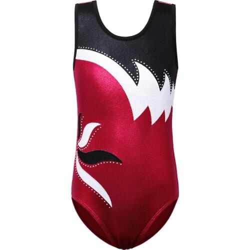 BAOHULU Girls Sparkle Ballet Leotard One Piece Sleeveless Wine Red Color Gymnastics Leotard Ballerina Dancing Leotards for Girls