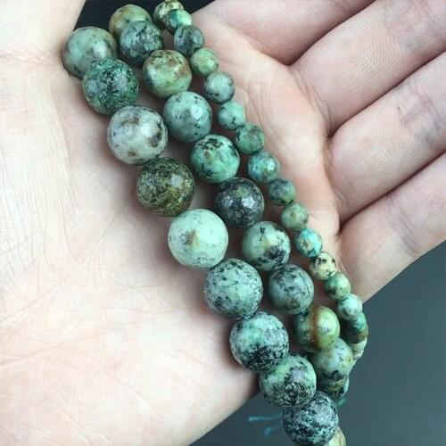 Natural Dull Polish Faceted African Turquoises Loose Spacer Stone Beads For Jewelry Making DIY Bracelet Necklace 15''6/8/10mm