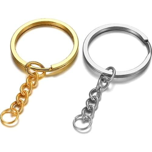 10pcs Silver Plated Metal Blank Keyring Keychain Split Ring Keyfob Key Holder Rings Women Men DIY Jewelry Making Accessories