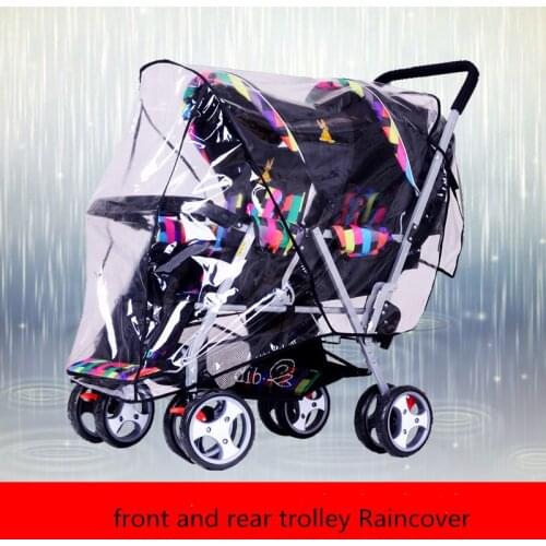 Baby Strollers Pushchairs Raincoat Rainproof Cover Twins Seat baby Trolley Pvc Transparent Dust Windproof Shield