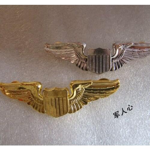 TWO COLOURS US MILITARY PILOT WINGS BADGE PIN USAAF AVIATOR WINGS INSIGNIA-Military BROOCHES