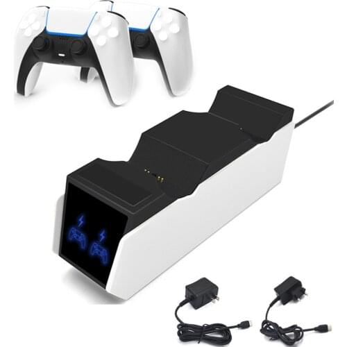 EU/US Plug DC AC adapter Dual Charging Stand For PS5 Playstation 5 Dualsense Game Controller LED Charger Dock Station Base