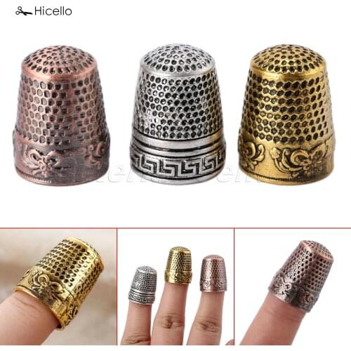 Hicello 1pc Sewing Thimble Finger Protector Classical Pattern Hard Metal Thimble Sewing Tools Needles Partner costura 2.3cm