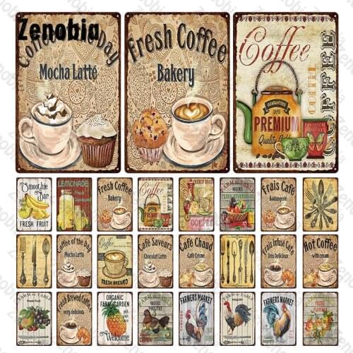 Coffee Metal Sign Painting Metal Poster Antique Metal Tin Signs Bar Pub Club Decorative Tin Plate Retro Wall Stickers Home Decor