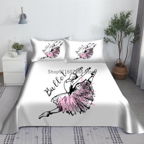 Ballet Dancer Bed Sheet Set 3D Printed Bed Flat Sheet With Pillowcase Bed Linen For Adults Kids King Queen Size
