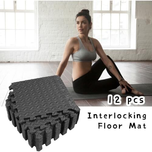 12PCS 30*30cm EVA Leaf Grain Floor Sport Protection Gym Mat Non-Slip Soft Foam Splicing Rugs Thicken Shock Room Workout Yoga Mat
