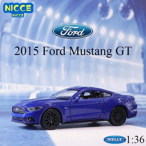 WELLY Diecast 1:36 Car Metal 2015 Ford Mustang GT Sports Car Pull Back Car Model Car Alloy Toy Car For Children Gift Collection