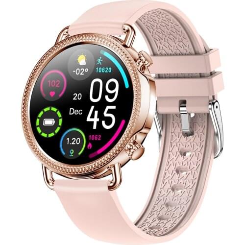 Fashion Women Smart Watch 2021 Full Touch Round Screen Sports Smartwatch for Woman Temperature Heart Rate Monitor Fitness Tracke