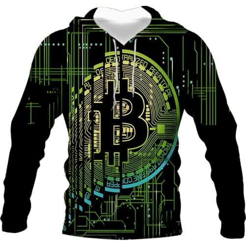 2021 autumn and winter plus cashmere hot sale mens casual hooded sweater 3D printing bitcoin sportswear long-sleeved sweater ca