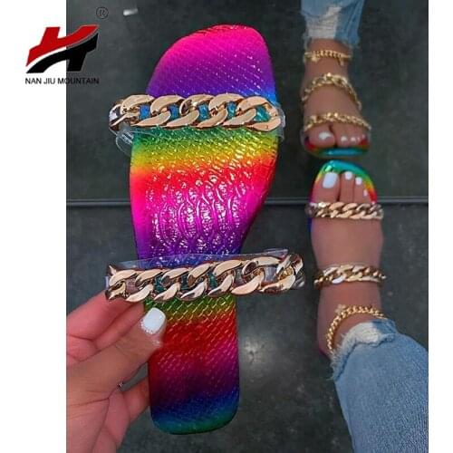 NAN JIU MOUNTAIN 2021 Womens Flat Sandals Open Toe Slippers Fashion Chain Handmade Outdoor Beach Shoes Plus Size 41