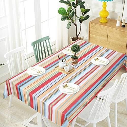 Stripe Table cloth Summer Stripe Color Waterproof Wrinkle-free Indoor And Outdoor Decoration Multicolor
