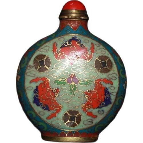 Early collection of copper fetal cloisonne filament blessing in front of the snuff bottle home decoration collection
