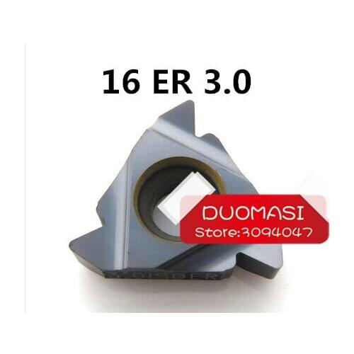 Free shopping 10pcs 16ER 3.0ISO Threaded Inserts Indexable Tungsten Carbide Threading Lathe Inserts for Threaded Lathe Holder
