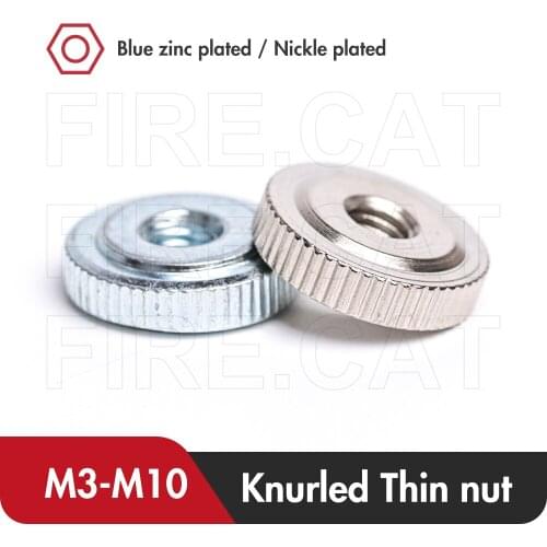 Knurled Thin Thumb Zinc Nickel Plated Galvanized Hand Tighten Nut M3 M4 M5 M6 M8 M10 Adjust Iinstrument Thumbnut for 3D Printer