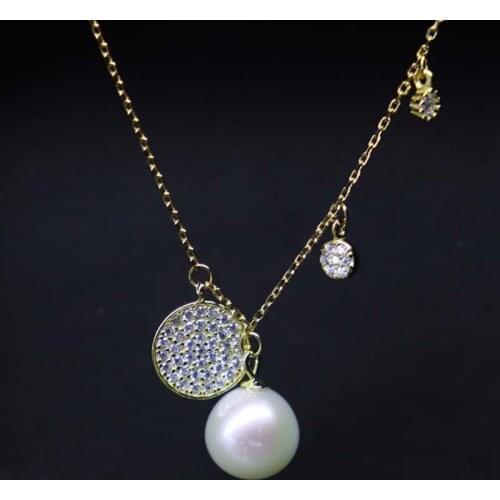 Sterling Silver Necklace Finest Genuine Round Pearl Pendant Ladies Jewelry