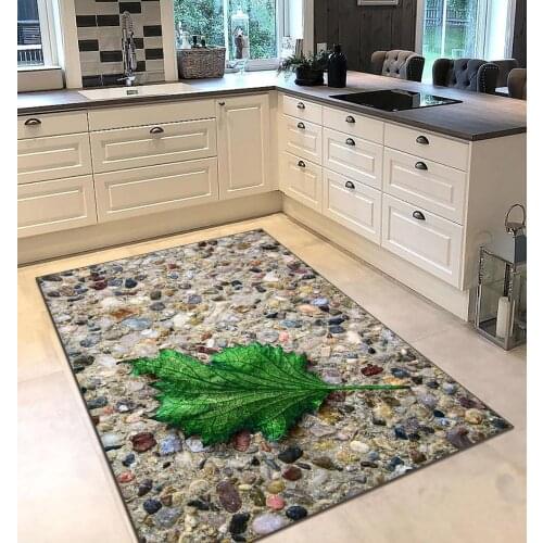Grey color stone green leaf pattern kitchen rug modern carpet rug personalized gift free shipping kitchenware grey runner
