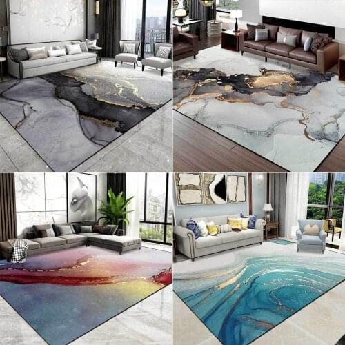 Modern Light Luxury Rug Abstract Watercolor New Ink Black Gray Blue Red Gilt Gold Living Room Bedroom Bedside Carpet Floor Mats